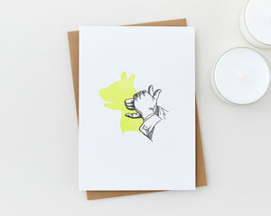 Handgefertigte Grusskarte mit Motiv Schattenspiel „Hund“