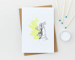 Handgefertigte Grusskarte mit Motiv Schattenspiel „Hase“
