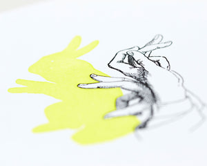 Detail handgefertigte Grusskarte Motiv Schattenspiele